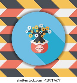 Chinese New Year flat icon with long shadow,eps10, Chinese decoration, Chinese words mean wish you can be wealthy and prosperity.