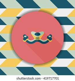 Chinese New Year flat icon with long shadow,eps10, Gold ingot means " wish good luck and fortune come."