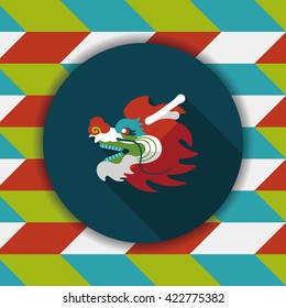 Chinese New Year flat icon with long shadow,eps10,The dragon and lion dancing head