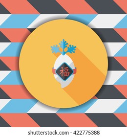 Chinese New Year flat icon with long shadow,eps10, lucky white radish with Chinese words means " Wish it can brings luck to you in the new year."