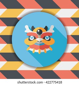 Chinese New Year flat icon with long shadow,eps10,The dragon and lion dancing head
