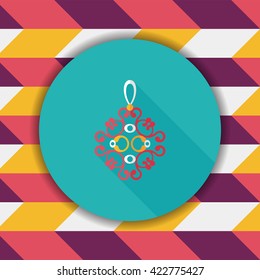 Chinese New Year flat icon with long shadow,eps10, lucky Chinese knot means " wish good luck and fortune comes."