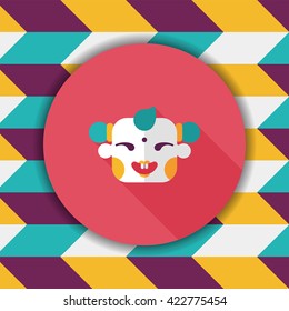 Chinese New Year flat icon with long shadow,eps10, Maitreya doll decoration means "Bless you have wealth, monasticism and popularity."