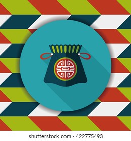 Chinese New Year flat icon with long shadow,eps10, Chinese lucky gifts