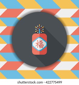 Chinese New Year flat icon, eps10, word Fu, Chinese festival couplets with firecrackers means " wish good luck and fortune comes."
