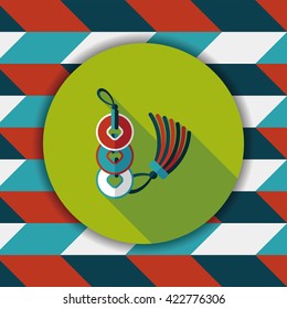 Chinese New Year flat icon with long shadow,eps10, Ancient coins lucky pendant means " wish good luck and fortune comes."