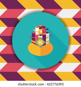 Chinese New Year flat icon with long shadow,eps10, Chinese decorative bamboo means " I wish more and more not only progress but also fortune in your life."