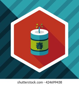 Chinese New Year flat icon, eps10, Chinese festival couplets with firecrackers means " wish the arrival of spring."
