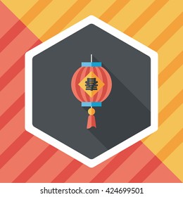 Chinese New Year flat icon with long shadow,eps10, Chinese festival couplets with lantern means " wish the arrival of spring."
