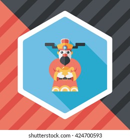 Chinese New Year flat icon with long shadow,eps10, God of wealth