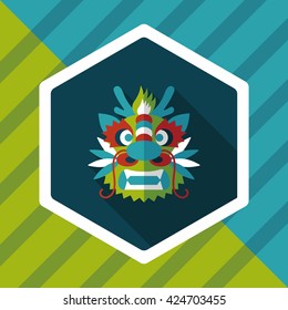 Chinese New Year flat icon with long shadow,eps10,The dragon and lion dancing head