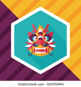 Chinese New Year flat icon with long shadow,eps10,The dragon and lion dancing head