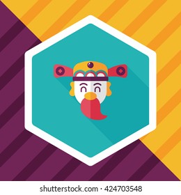 Chinese New Year flat icon with long shadow,eps10, God of wealth