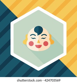 Chinese New Year flat icon with long shadow,eps10, Maitreya doll decoration means "Bless you have wealth, monasticism and popularity."