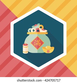 Chinese New Year flat icon with long shadow,eps10, Gold ingot means " wish good luck and fortune come."