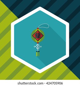 Chinese New Year flat icon with long shadow,eps10, Chinese festival couplets with lantern means " wish Spring comes."