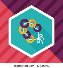 Chinese New Year flat icon with long shadow,eps10, Ancient coins lucky pendant means " wish good luck and fortune comes."