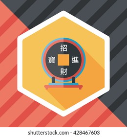Chinese New Year flat icon with long shadow,eps10, Chinese decoration, Chinese words mean wish you can be wealthy and prosperity.