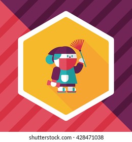 Chinese New Year flat icon with long shadow,eps10, When the Chinese New Year ,we will be cleaning our homes and the environment. 