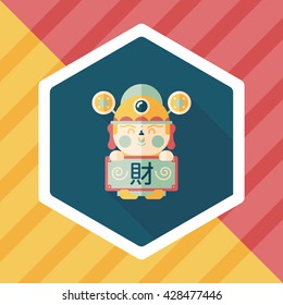 Chinese New Year flat icon with long shadow,eps10, God of wealth