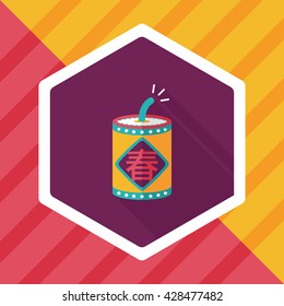 Chinese New Year flat icon, eps10, word Fu, Chinese festival couplets with firecrackers means " wish good luck and Spring comes."