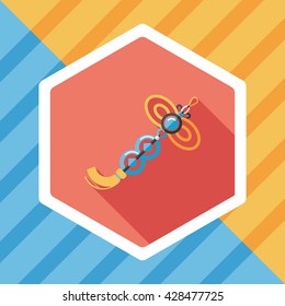 Chinese New Year flat icon with long shadow,eps10, lucky Chinese knot pendant means " wish good luck and fortune comes."