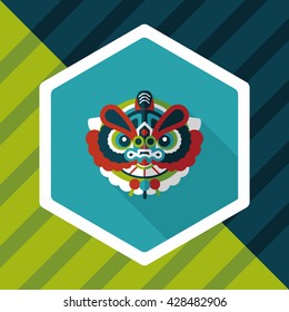 Chinese New Year flat icon with long shadow,eps10