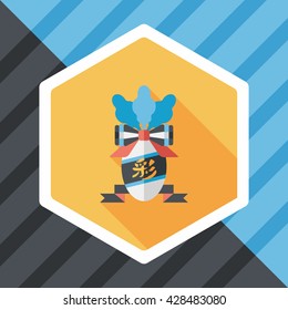 Chinese New Year flat icon with long shadow,eps10, lucky white radish with Chinese words means " Wish it can brings luck to you in the new year."