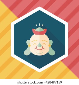 Chinese New Year flat icon with long shadow,eps10, Maitreya means "Bless you have wealth, monasticism and popularity."