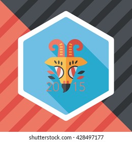 Chinese New Year flat icon with long shadow,eps10, Chinese Zodiac Year of the Goat, 2015