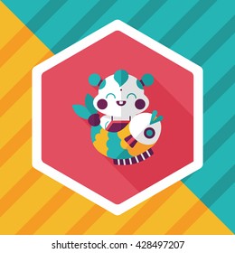Chinese New Year flat icon with long shadow,eps10 Chinese Mascot means "May you always get more than you wish for." 