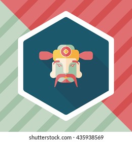 Chinese New Year flat icon with long shadow,eps10, God of wealth