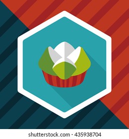 Chinese New Year flat icon with long shadow,eps10 ,Chinese steamed sponge cake means both Ã¢??prosperity and wealth".
