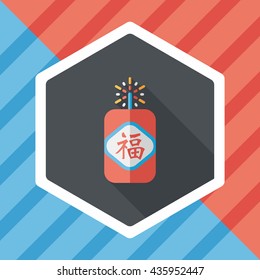 Chinese New Year flat icon, eps10, word Fu, Chinese festival couplets with firecrackers means " wish good luck and fortune comes."