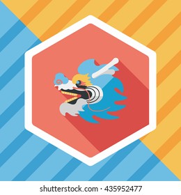 Chinese New Year flat icon with long shadow,eps10,The dragon and lion dancing head