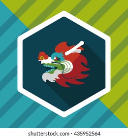 Chinese New Year flat icon with long shadow,eps10,The dragon and lion dancing head