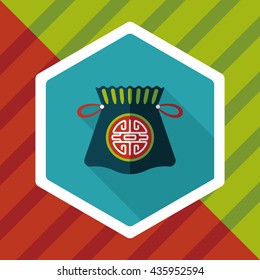 Chinese New Year flat icon with long shadow,eps10, Chinese lucky gifts