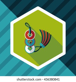 Chinese New Year flat icon with long shadow,eps10, Ancient coins lucky pendant means " wish good luck and fortune comes."