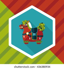 Chinese New Year flat icon with long shadow,eps10, Chinese decoration means " Wishing you immediately earn a lot of money."