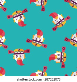 Chinese New Year flat icon,eps10, God of wealth seamless pattern background