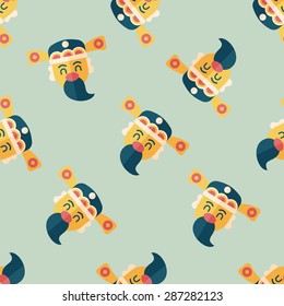 Chinese New Year flat icon,eps10, God of wealth seamless pattern background