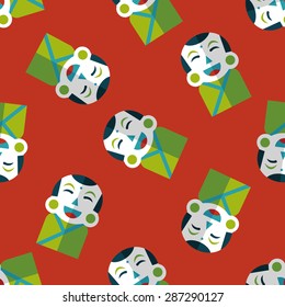 Chinese New Year flat icon,eps10, Maitreya doll seamless pattern background