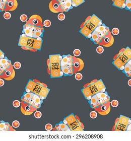 Chinese New Year flat icon,eps10, God of wealth seamless pattern background