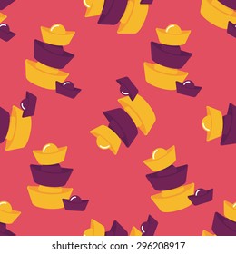 Chinese New Year flat icon,eps10, Gold ingot de seamless pattern background