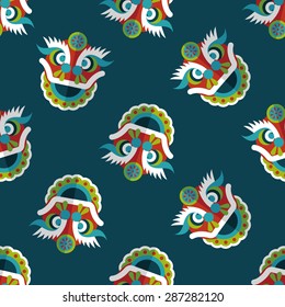 Chinese New Year flat icon,eps10,The dragon and seamless pattern background