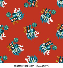 Chinese New Year flat icon,eps10,The dragon and seamless pattern background