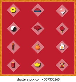 chinese new year flat icons