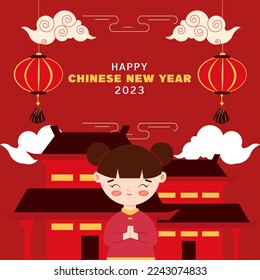 Chinese new year flat illustration