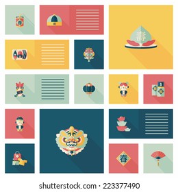 Chinese New Year flat ui background, eps10
