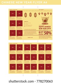 Chinese New Year flyers with hanging lantern and golden stick pot on the cover. Vector design